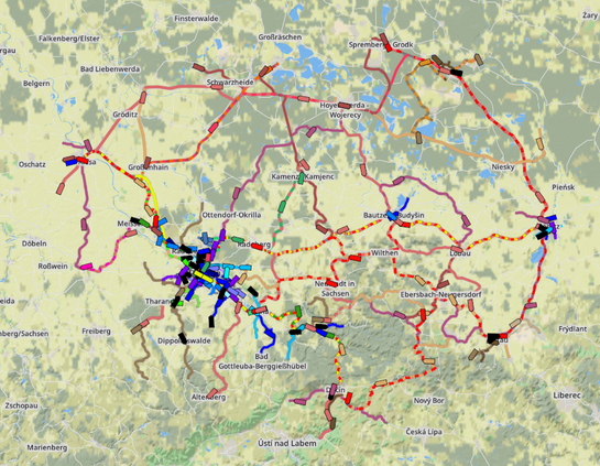 Screenshot aus dem Spiel, gesamte Netzkarte