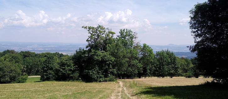 Blick vom Kornberg Richtung Göppingen, rechts der Hohenstaufen