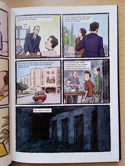 Seite aus dem Buch, erste Gefangennahme und Verschleppung ins Foltergefängis