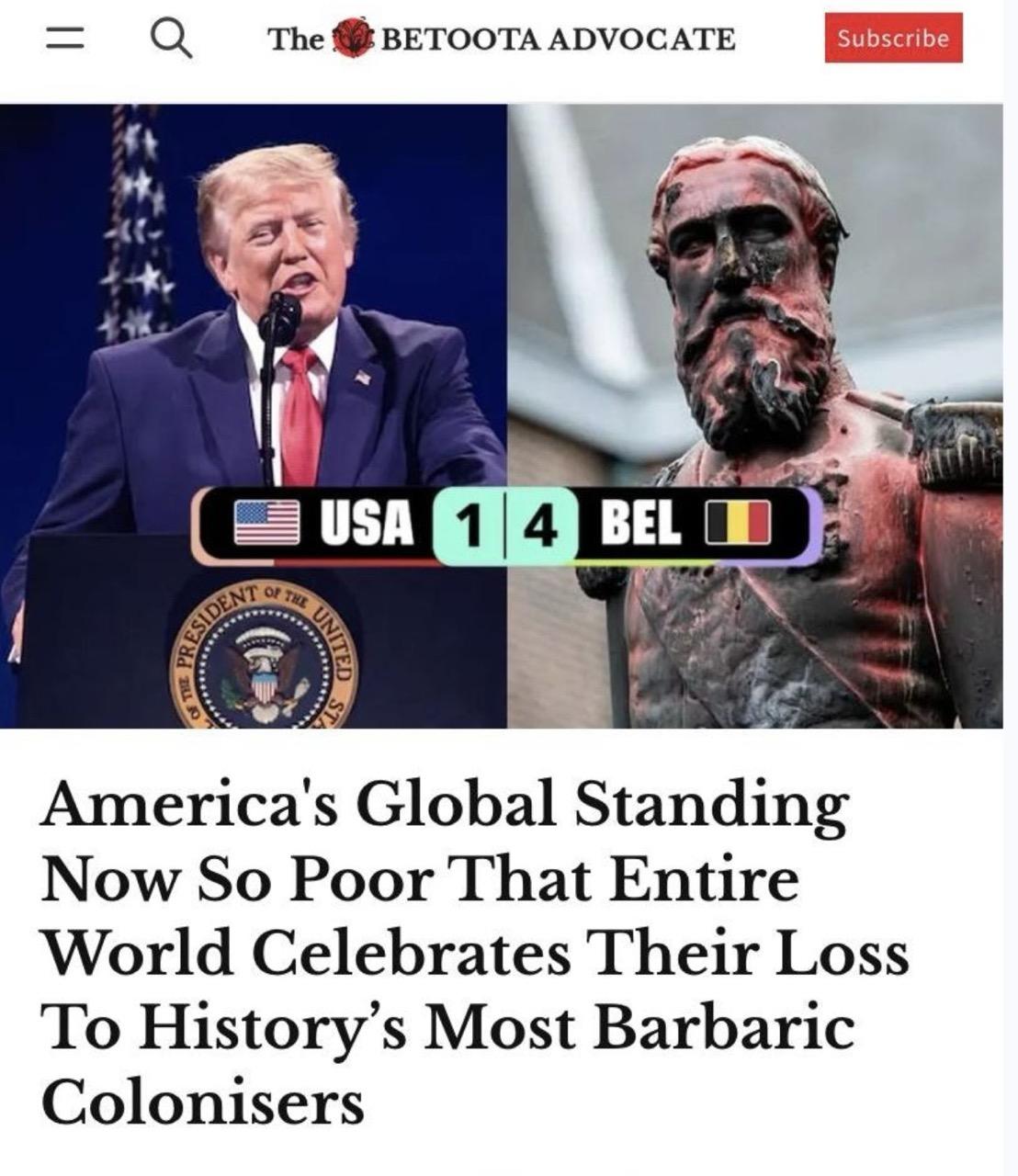 America's Global Standing Now So Poor That Entire World Celebrates Their Loss To History's Most Barbaric Colonisers