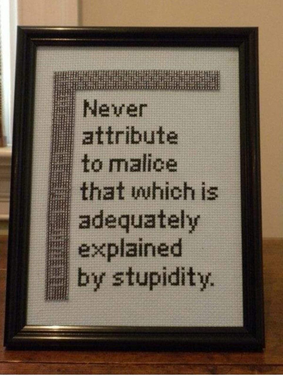 Never attribute to malice that which is adequately explained by stupidity.