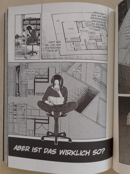 Seite aus dem Buch: Protagonist denkt über den Grundriss nach